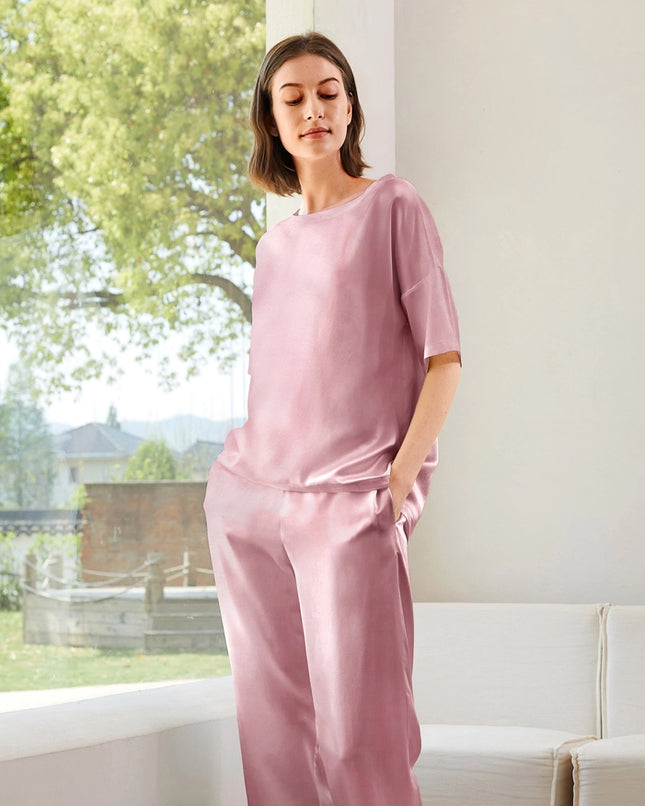 Sunday Morning Silk Pajamas Rosy Pink-Pajamas-MommeSilk-XS-Urbanheer