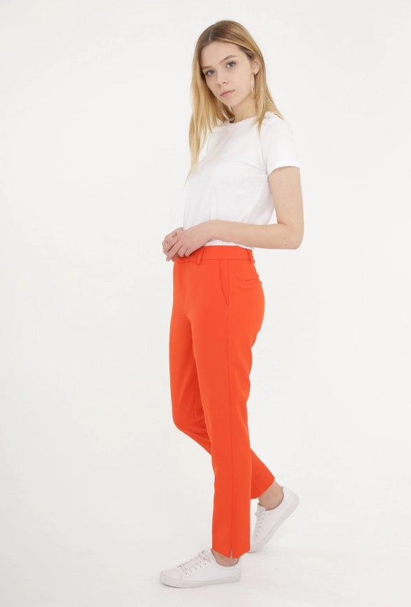 High Waist Cigarette Pants Orange-Pants-Attentif Paris-Urbanheer