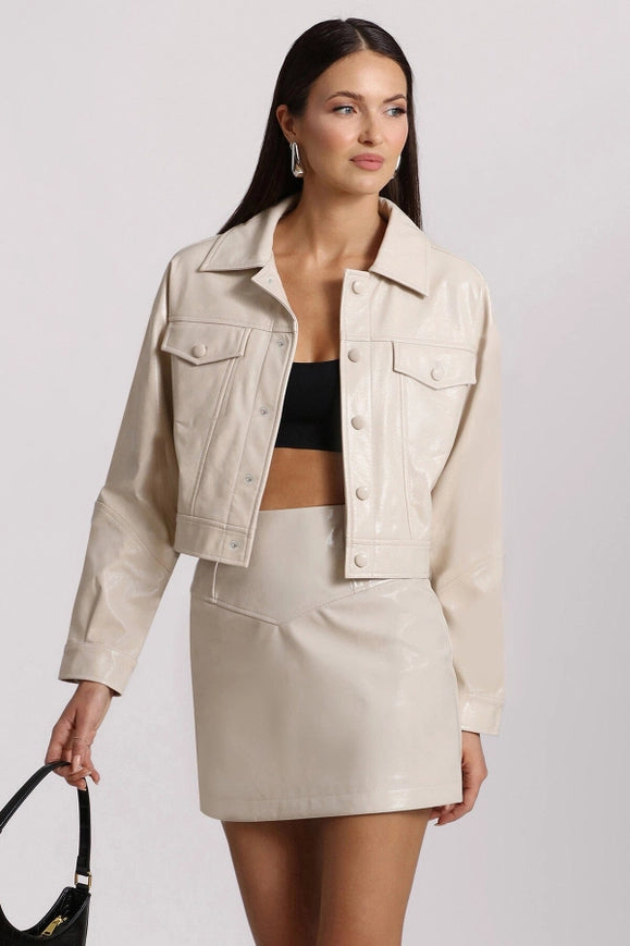 Glazed Faux-Ever Leather™ Trucker Jacket-Jacket-Avec Les Filles-M-Urbanheer