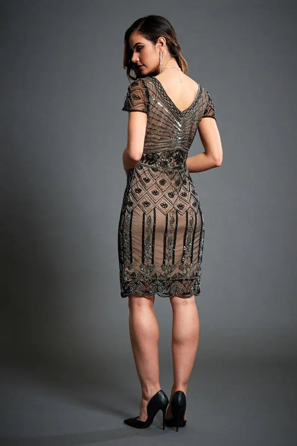 Sandra Midi Flapper Party Dress-Jywal London-Urbanheer