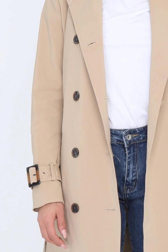 Long Belted Trench Coat Beige-COAT-Attentif Paris-Urbanheer