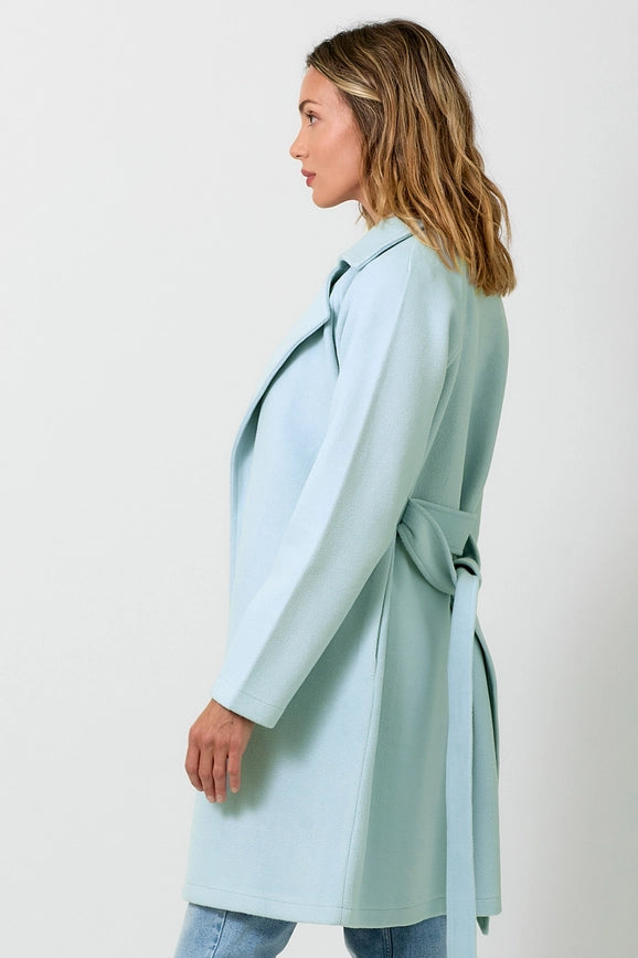 Lapel Collar Robe Coat  Blue Breeze