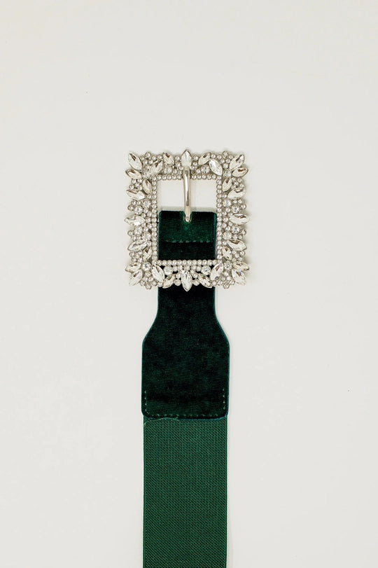 Green Belt with Rhinestones and Adjustable Elastic-BELT-Q2-Green-Urbanheer