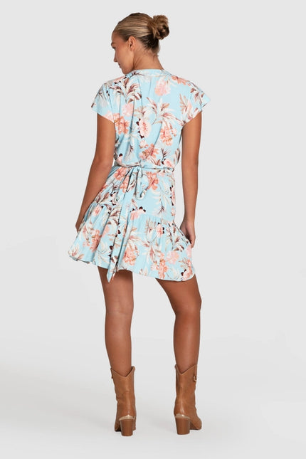 Love Shack Mini Wrap Dress - Light Blue-Dress-belle & bloom-Urbanheer