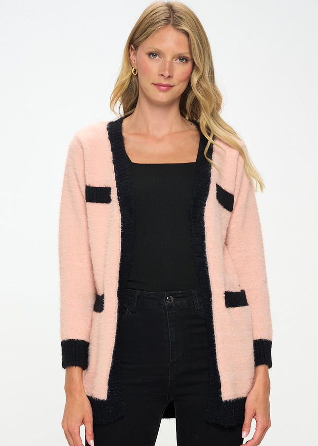 Knit Open Front Cardigan With Pockets-Renee C.-Urbanheer