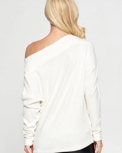 Ivory Knit Off the Shoulder Top-TOP-Renee C.-Urbanheer