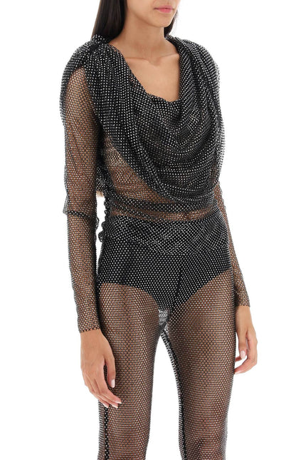 Giuseppe Di Morabito Rhinestone Fishnet Hooded Top-Giuseppe di Morabito-M/L-Urbanheer