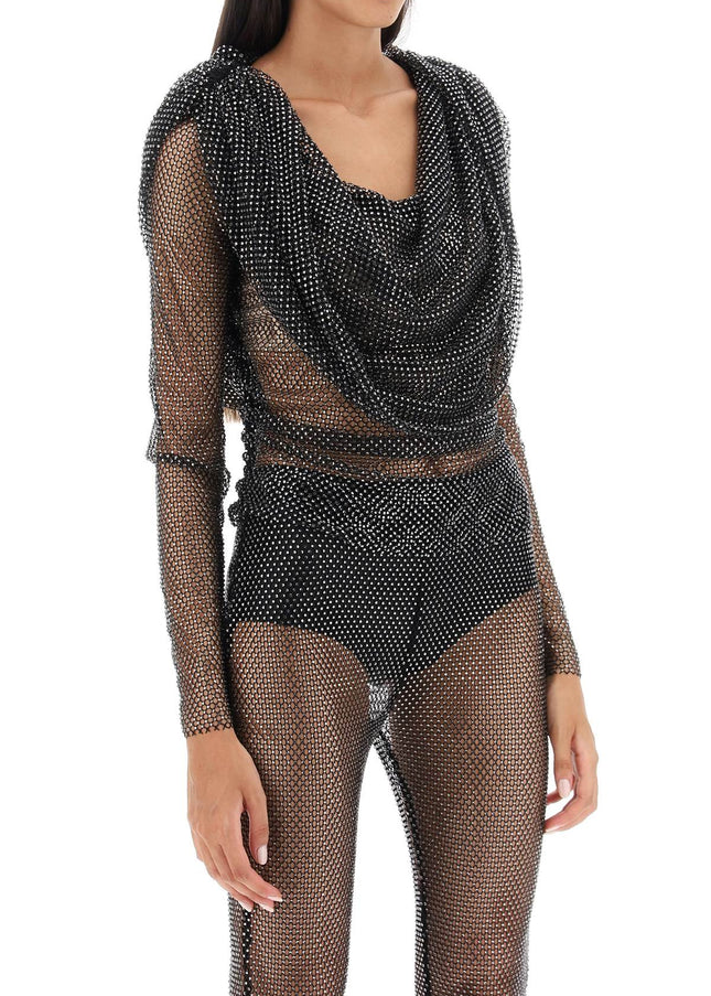 Giuseppe Di Morabito Rhinestone Fishnet Hooded Top-Giuseppe di Morabito-M/L-Urbanheer