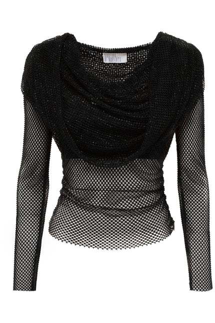 Giuseppe Di Morabito Rhinestone Fishnet Hooded Top-Giuseppe di Morabito-M/L-Urbanheer