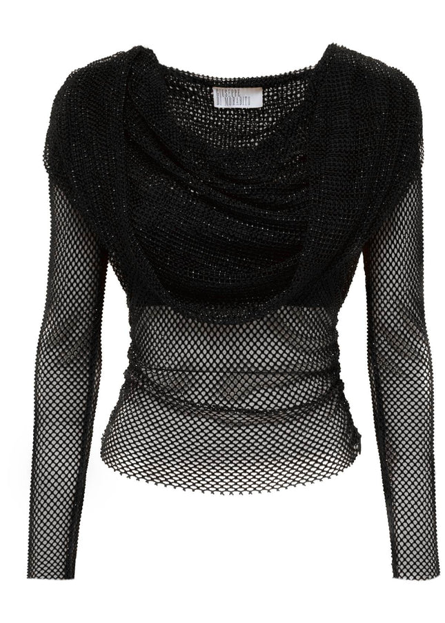 Giuseppe Di Morabito Rhinestone Fishnet Hooded Top-Giuseppe di Morabito-M/L-Urbanheer