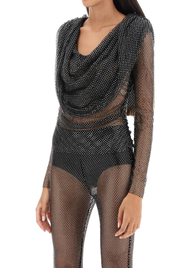 Giuseppe Di Morabito Rhinestone Fishnet Hooded Top-Giuseppe di Morabito-M/L-Urbanheer