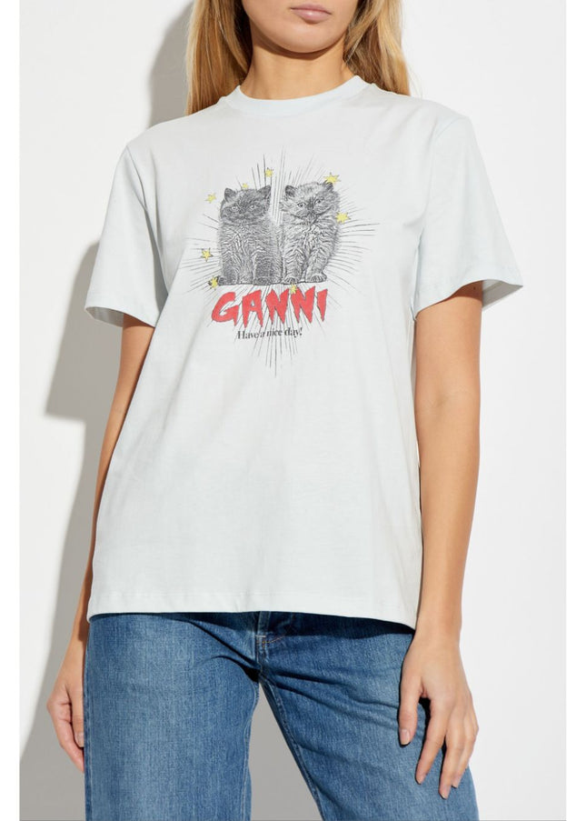 GANNI T-shirts and Polos Clear Blue