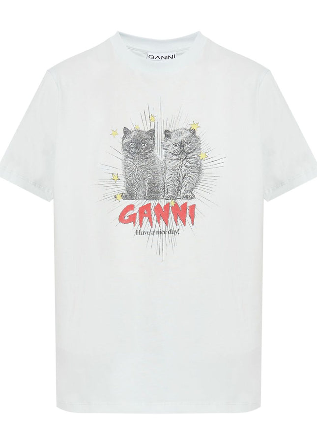 GANNI T-shirts and Polos Clear Blue