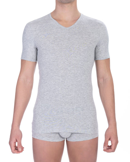 Bikkembergs Gray Cotton Men T-Shirt