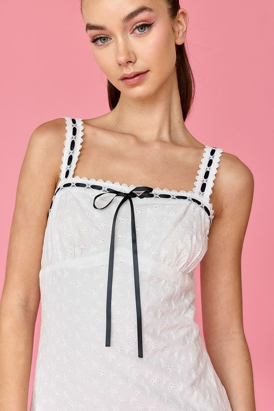 Nevaeh Eyelet Mini Dress White-Dress-Papermoon-S-Urbanheer