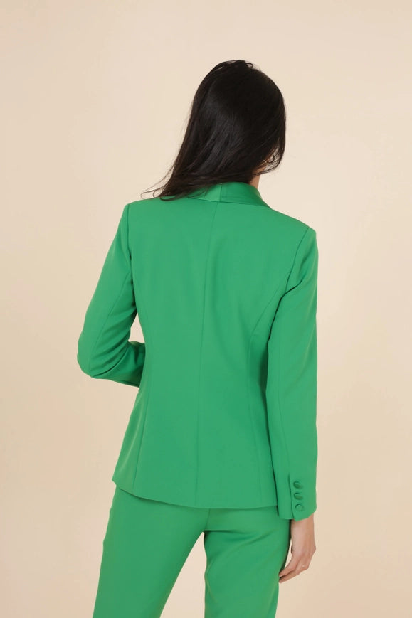 Plain Fitted Smoking Jacket Green-Jacket-Attentif Paris-Urbanheer