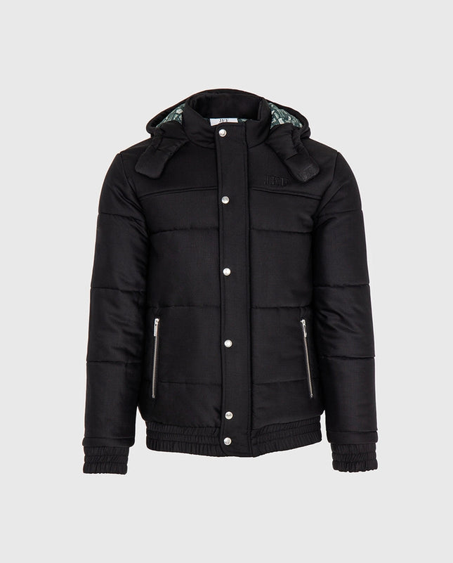 Padded Puffer With High Collar And Hood.-Coats & Jackets-JEF-Black-S-Urbanheer