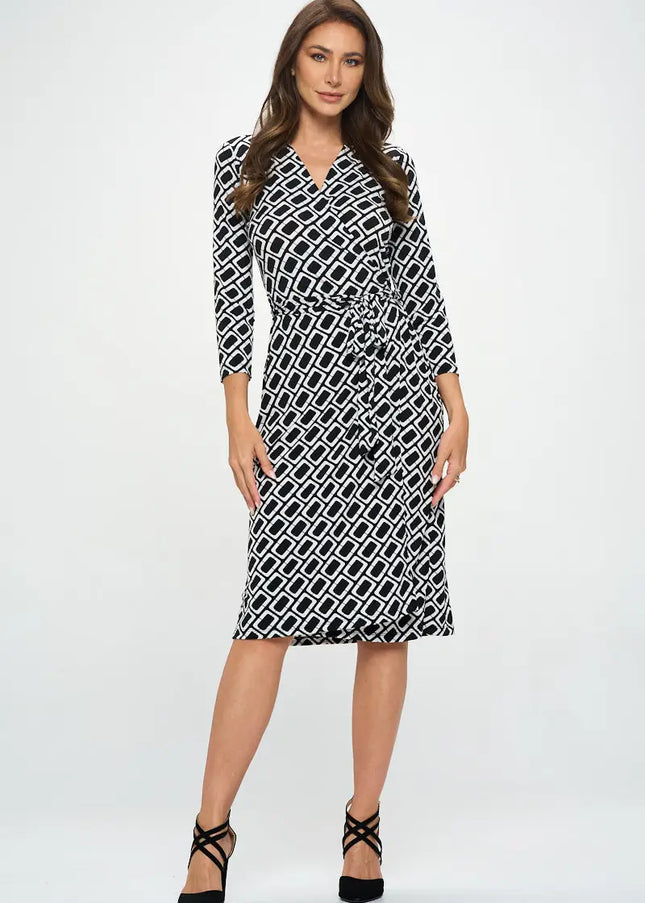 V Neck Jersey Wrap Dress With Tie-Clothing - Women-Renee C.-Urbanheer