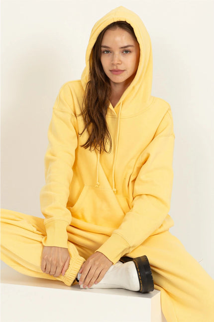 Weekend Chiller Drop Shoulder Oversized Hoodie - Banana Cream-Clothing - Women-HYFVE-Banana Cream-S-Urbanheer