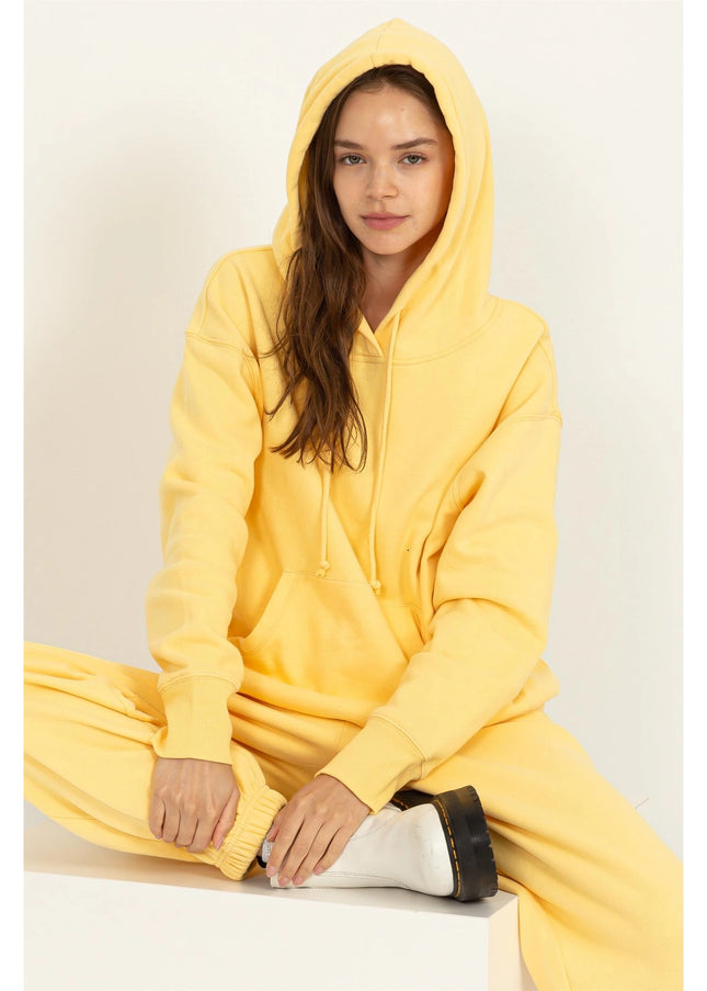 Weekend Chiller Drop Shoulder Oversized Hoodie - Banana Cream-Clothing - Women-HYFVE-Banana Cream-S-Urbanheer