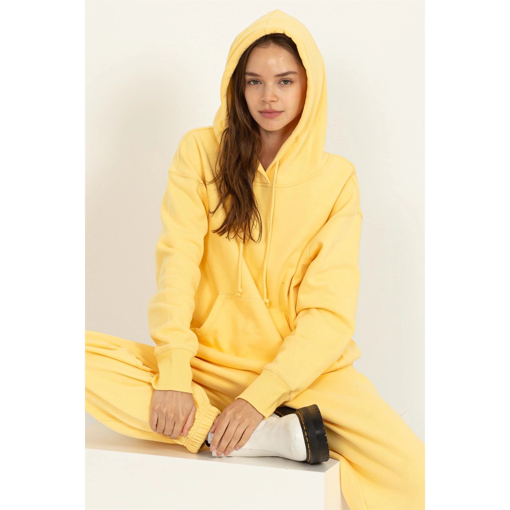 Weekend Chiller Drop Shoulder Oversized Hoodie - Banana Cream-Clothing - Women-HYFVE-Banana Cream-S-Urbanheer