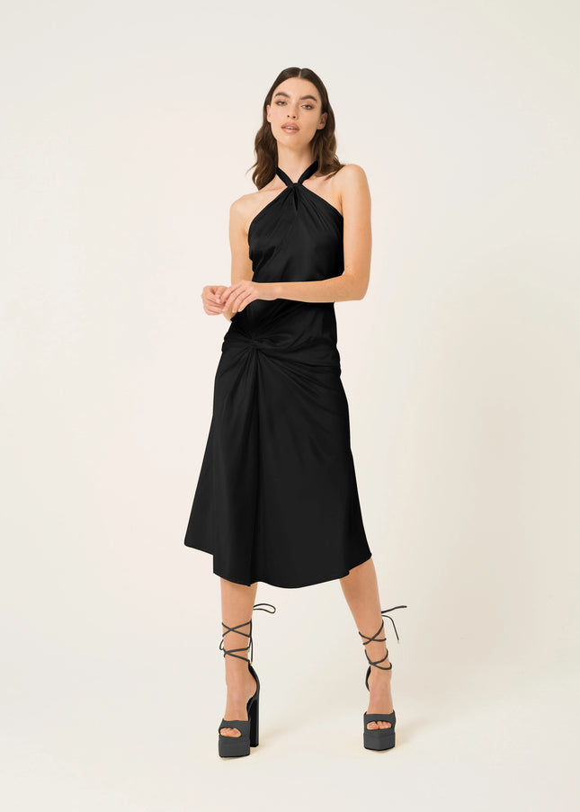 Serena Halter Neck Satin Midi Dress-Clothing - Women-Amy Lynn-S-Black-Urbanheer