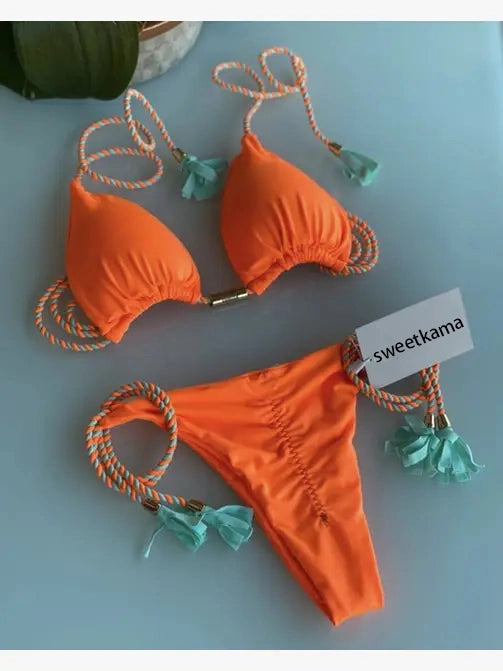 2-Piece Color Block Bikini Set Swimsuit