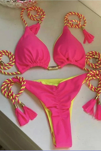 2-Piece Color Block Bikini Set Swimsuit