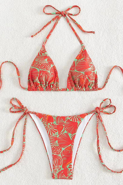 2 Piece Flower Print Bikini Swimsuit