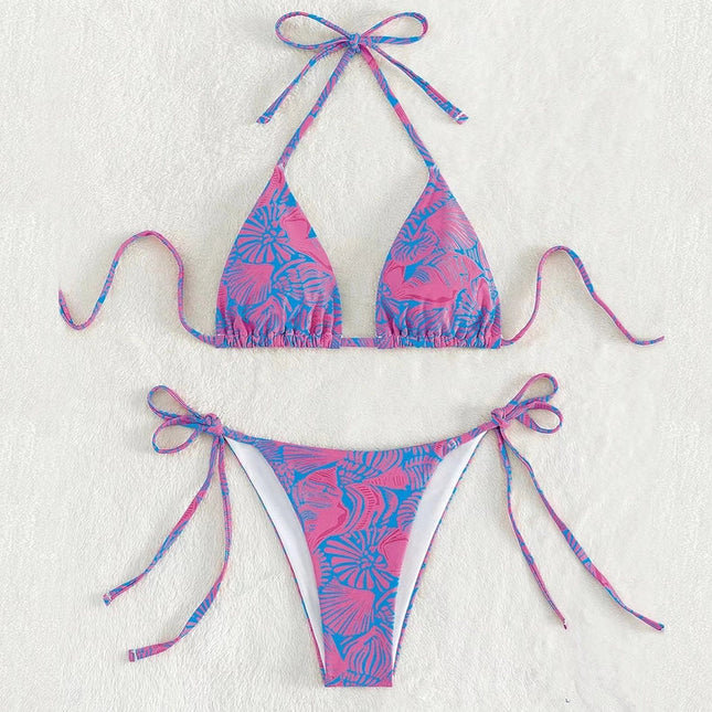 2 Piece Flower Print Bikini Swimsuit