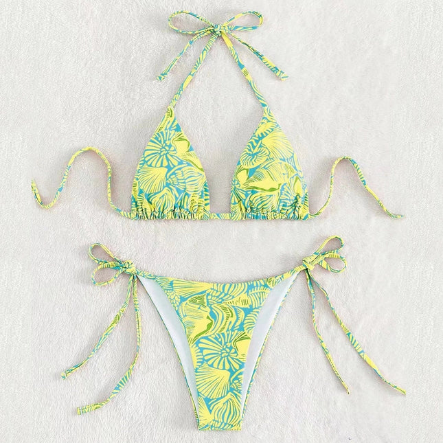 2 Piece Flower Print Bikini Swimsuit