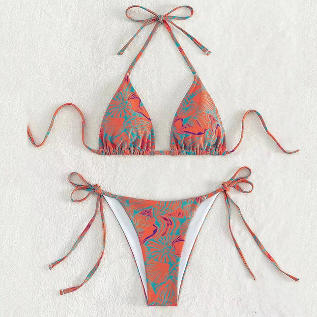 2 Piece Flower Print Bikini Swimsuit