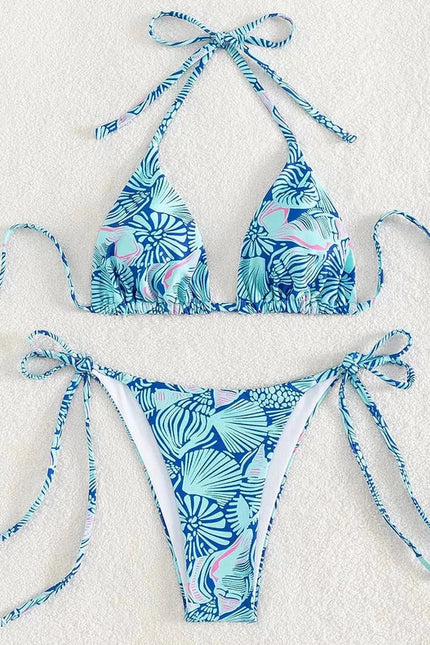 2 Piece Flower Print Bikini Swimsuit