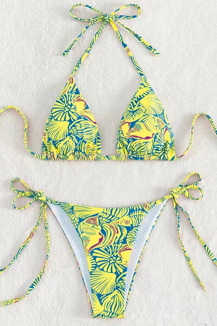 2 Piece Flower Print Bikini Swimsuit