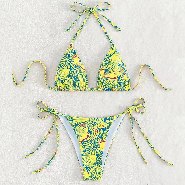 2 Piece Flower Print Bikini Swimsuit