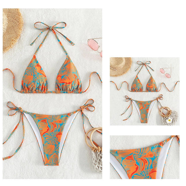 2 Piece Flower Print Bikini Swimsuit