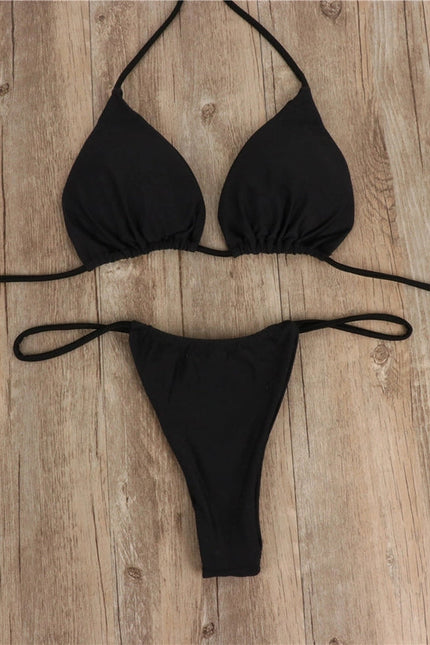 2-Piece Solid Color Bikini Swimsuit 1296 Black