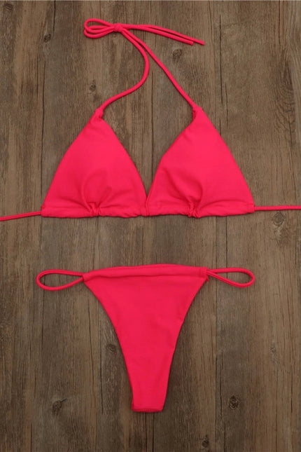 2-Piece Solid Color Bikini Swimsuit 1296 Hotpink