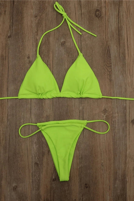 2-Piece Solid Color Bikini Swimsuit 1296 Neon Green