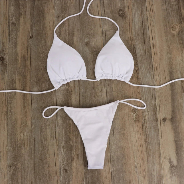 2-Piece Solid Color Bikini Swimsuit 1296 White