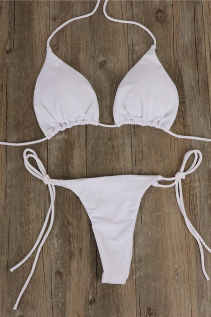 2-Piece Solid Color Bikini Swimsuit White