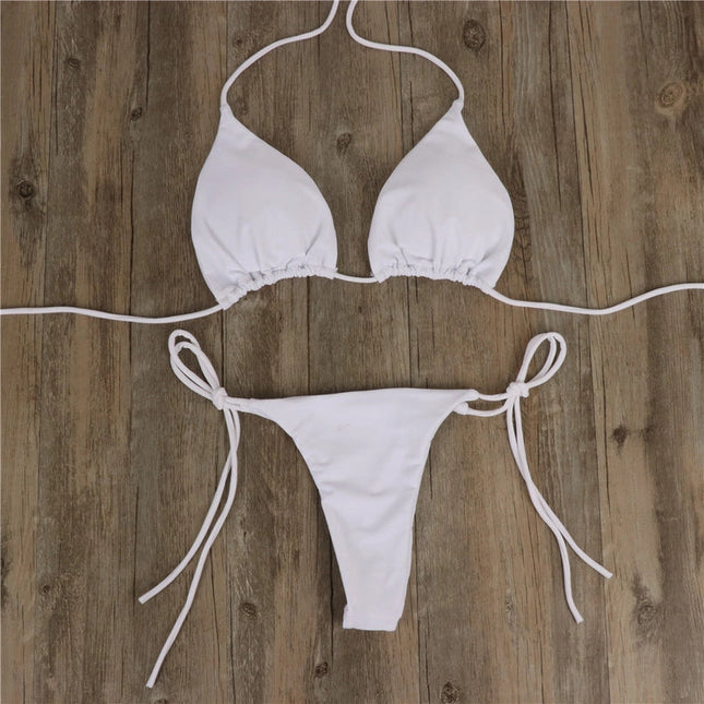 2-Piece Solid Color Bikini Swimsuit White