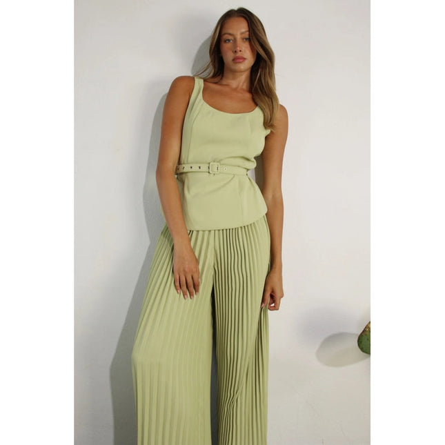 2 Tops and Pants Belt Set APPLE GREEN