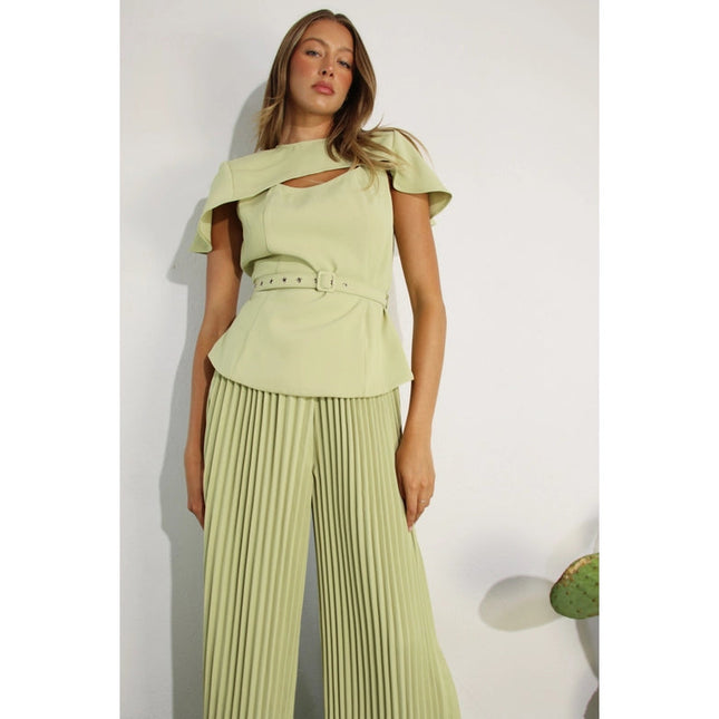 2 Tops and Pants Belt Set APPLE GREEN