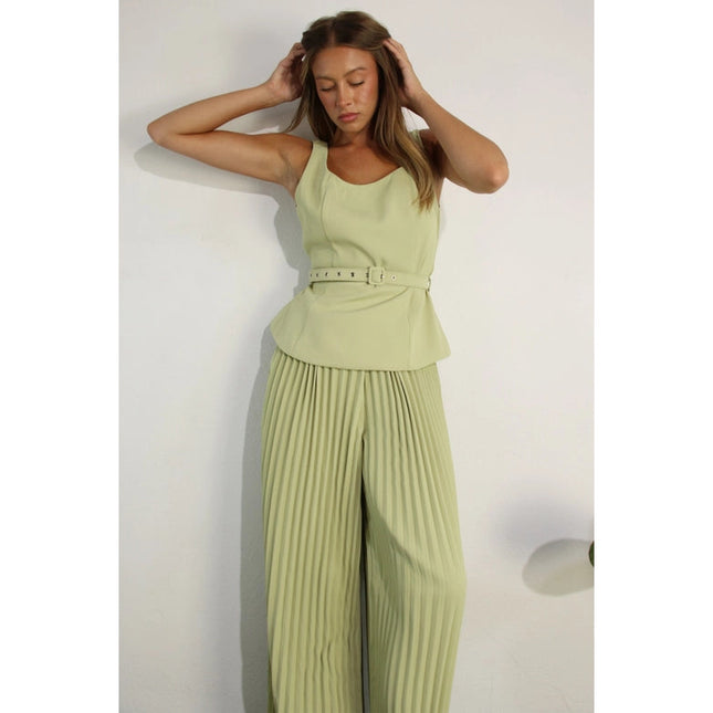 2 Tops and Pants Belt Set APPLE GREEN