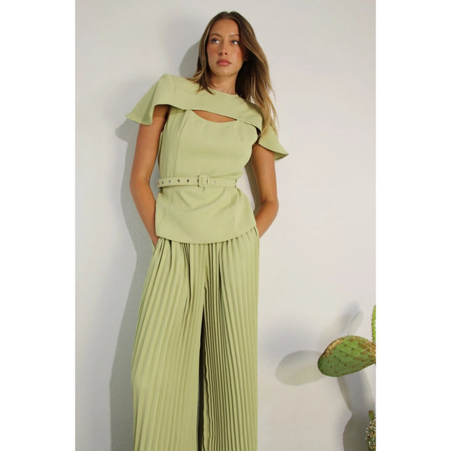 2 Tops and Pants Belt Set APPLE GREEN