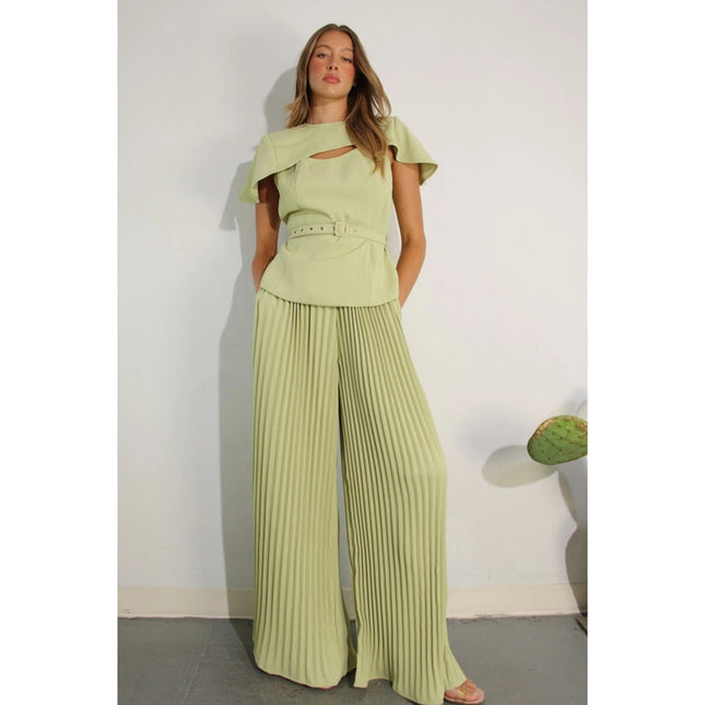 2 Tops and Pants Belt Set APPLE GREEN