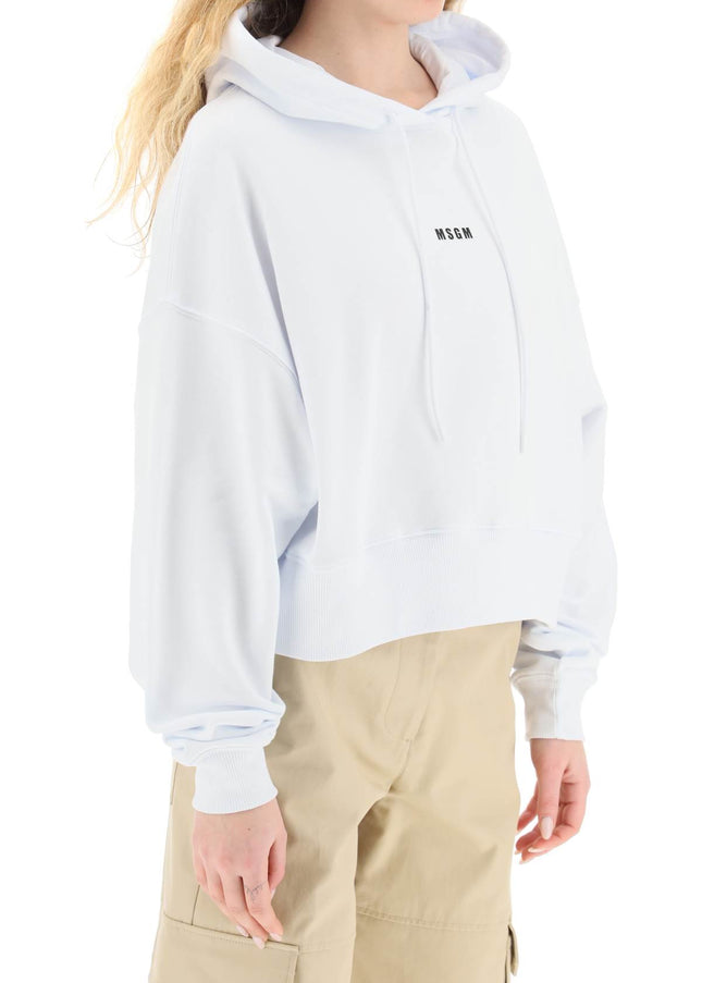 Msgm Small Logo Cropped Sweatshirt-MSGM-White-XS-Urbanheer