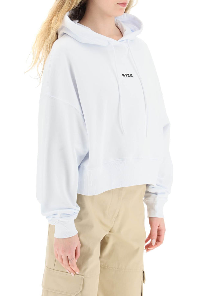 Msgm Small Logo Cropped Sweatshirt-MSGM-White-XS-Urbanheer