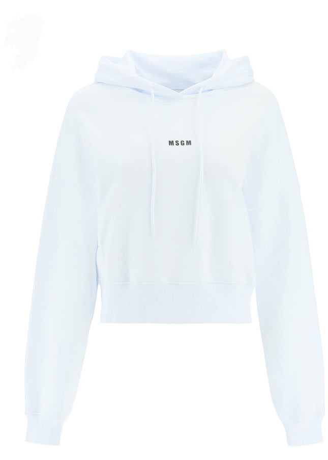 Msgm Small Logo Cropped Sweatshirt-MSGM-White-XS-Urbanheer